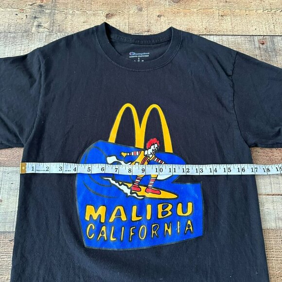 Champion Small Black Malibu California T Shirt Ronald McDonald Surfing Graphic - Picture 4 of 9